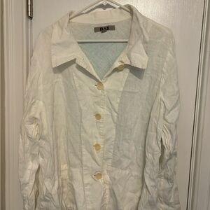 Flax Women's Cream Button-Up Blouse